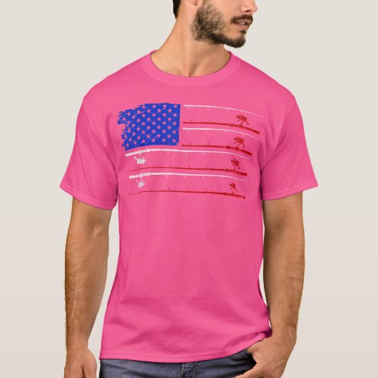 American Flag Fishing Runny T-Shirt (Vorderseite)