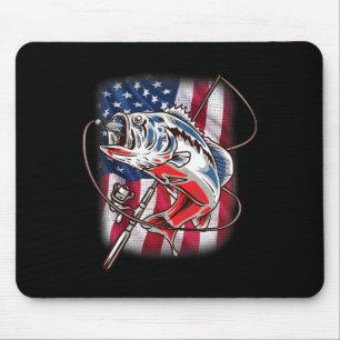 American Flag Fishing Shirt Vintag Usa B Fisherma Mousepad