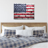 American Flag, Flag on Bricks Canvas Print Leinwanddruck (Insitu (Schlafzimmer))