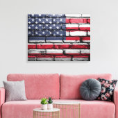 American Flag, Flag on Bricks Canvas Print Leinwanddruck (Insitu (Wohnzimmer))