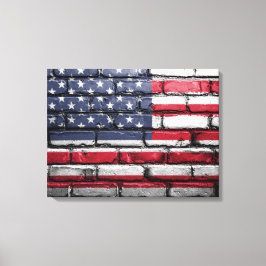 American Flag, Flag on Bricks Canvas Print Leinwanddruck