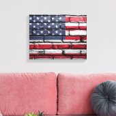 American Flag, Flag on Bricks Canvas Print Leinwanddruck (Insitu (Wohnzimmer))