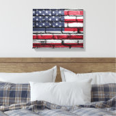American Flag, Flag on Bricks Canvas Print Leinwanddruck (Insitu (Schlafzimmer))