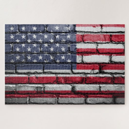American Flag, Flag on Bricks Jigsaw Puzzle (Horizontal)