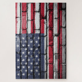 American Flag, Flag on Bricks Jigsaw Puzzle