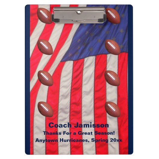 American Flag, Football Coach Danke, Name, Klemmbrett (Vorderseite)