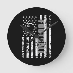 American Flag Football Patriotic Football Runde Wanduhr