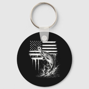 American Flag Forellen Fisch Fliegenfischen Liebha Schlüsselanhänger