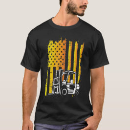American Flag Forklift Operator T-Shirt