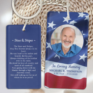 American Flag Foto Militärische Beerdigungskarte Schlüsselanhänger