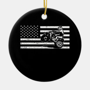 American Flag Four Wheeler Quad Men ATV Riding Keramik Ornament