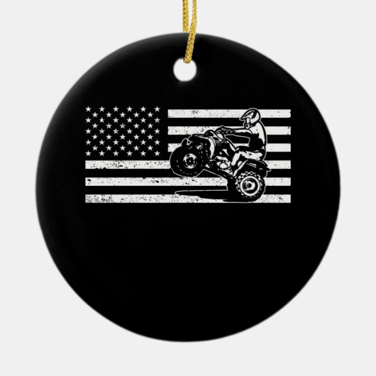 American Flag Four Wheeler Quad Men ATV Riding Keramik Ornament (Vorne)