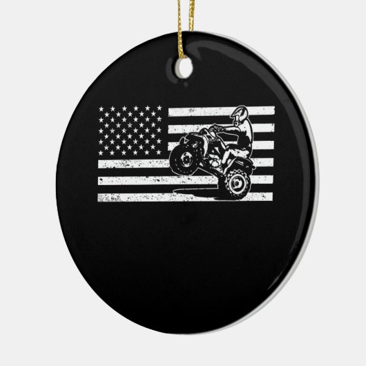 American Flag Four Wheeler Quad Men ATV Riding Keramik Ornament (Links)