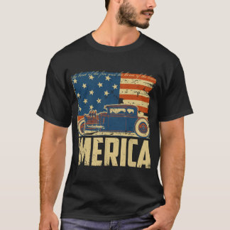 American Flag Frisierte Auto Custom Car Merica 4. T-Shirt