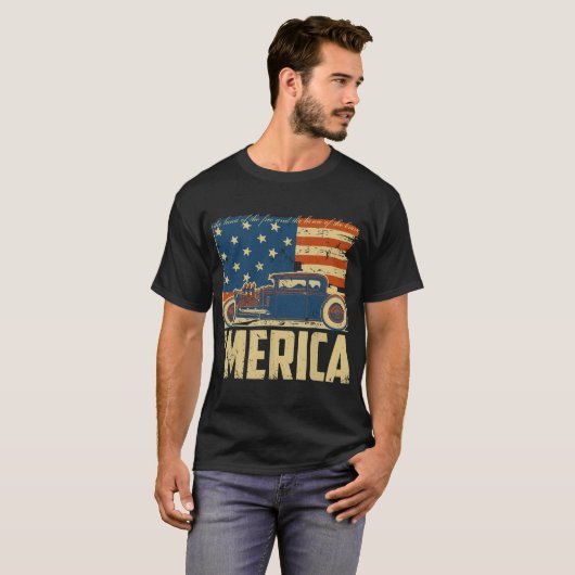 American Flag Frisierte Auto Custom Car Merica 4.  T-Shirt (Vorne ganz)