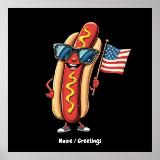 American Flag Funny Hotdog Sonnenbrille 4. Juli Poster