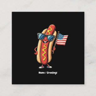 American Flag Funny Hotdog Sonnenbrille 4. Juli Quadratische Visitenkarte