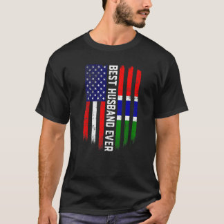 American Flag & Gambia Flag Bestes Husband je Fami T-Shirt