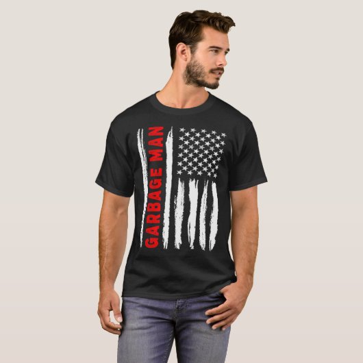 American Flag Garbage Man US USA Flag T-Shirt (Vorne ganz)