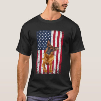 American Flag German Shepherd Lover Funny 4. T-Shirt