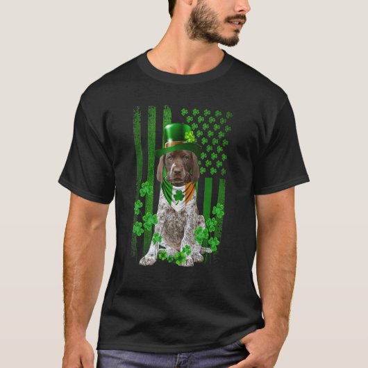 American Flag GermanShorthaired Pointer Dog Hat IR T-Shirt (Vorderseite)