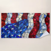 American Flag gesteinigtes Glas Beach Handtuch (Vorderseite)