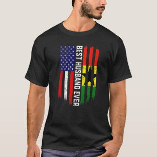 American Flag & Ghana Flag Beste Husband je Famili T-Shirt