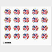 American Flag Gold Trim Round Sticker – Patriotic (Blatt)