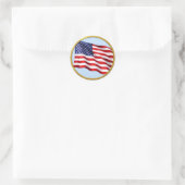 American Flag Gold Trim Round Sticker – Patriotic (Tasche)