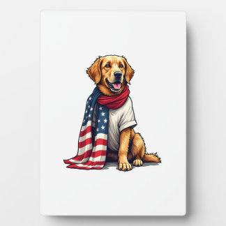 American Flag Golden Retriever Engraved Dog Lover  Fotoplatte