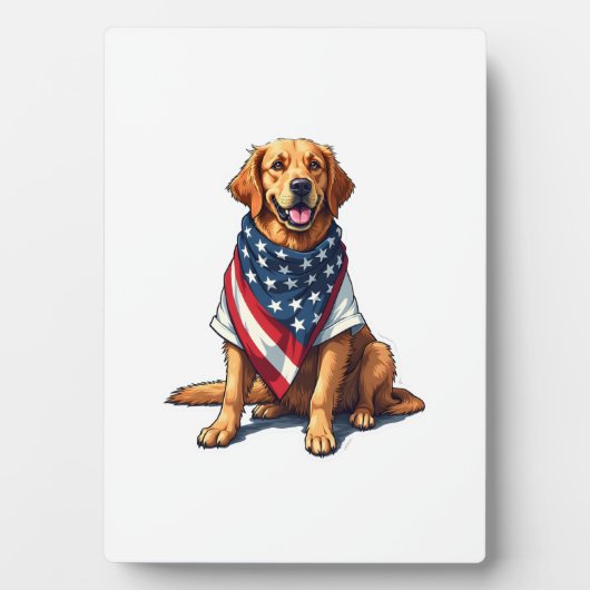 American Flag Golden Retriever Engraved Dog Lover  Fotoplatte (Vorderseite)
