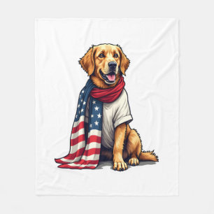 American Flag Golden Retriever Gravierter Hundelie Fleecedecke