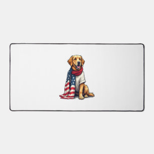 American Flag Golden Retriever gravierter Hundelie Schreibtischunterlage