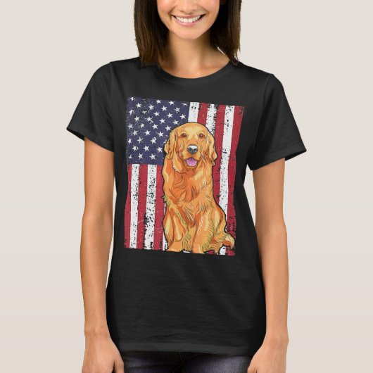American Flag Golden Retriever Patriotic Dog T Shi T-Shirt (Vorderseite)