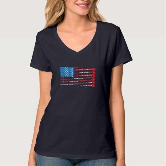 American Flag Golf Clubs Balls and Sports T-Shirt (Vorderseite)