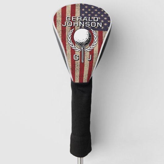 American Flag Golf Monogram Design Golf Headcover (Vorderseite)