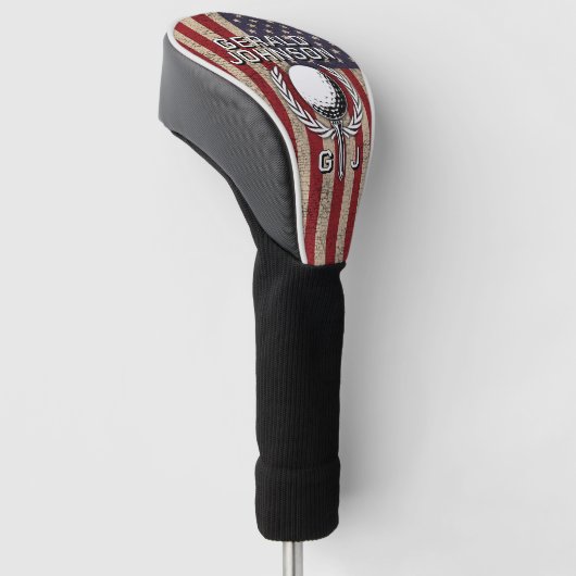 American Flag Golf Monogram Design Headcover (angewinkelt)