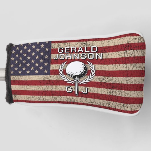 American Flag Golf Monogram Design Headcover (Vorderseite)
