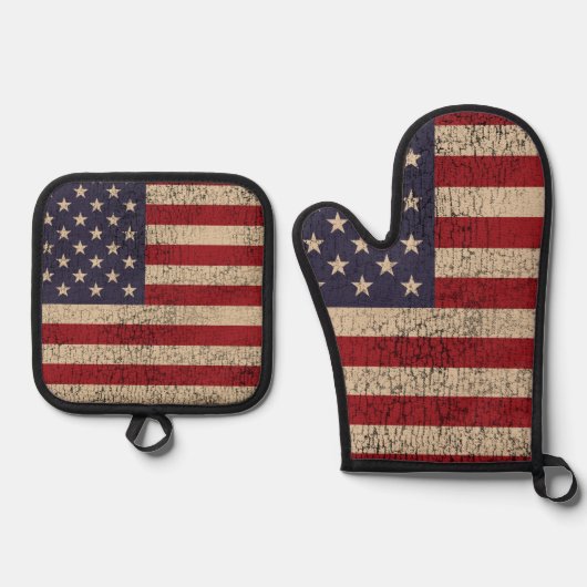 American Flag Golf Monogram Design Ofenhandschuh & Topflappen-Set (Vorderseite)