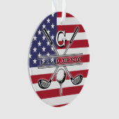 American Flag Golf Monogram Design Ornament (Vorderseite)