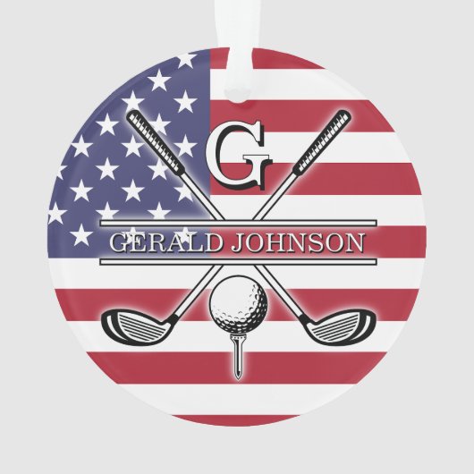 American Flag Golf Monogram Design Ornament (Rückseite)