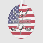 American Flag Golf Monogram Design Ornament (Vorderseite)