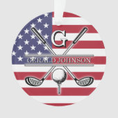 American Flag Golf Monogram Design Ornament (Vorderseite)