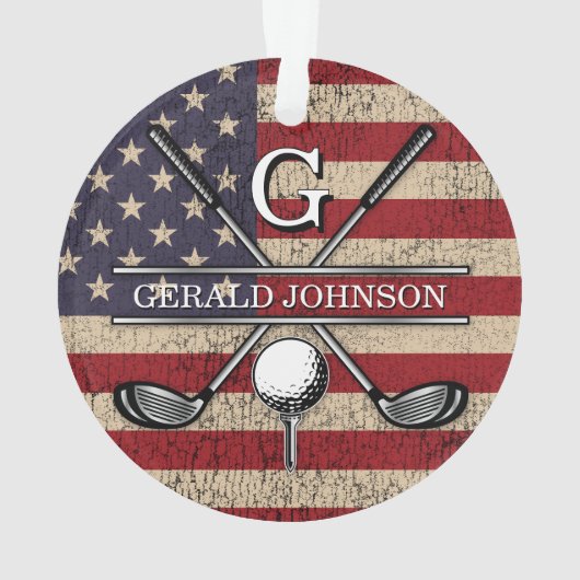 American Flag Golf Monogram Design Ornament (Rückseite)