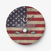 American Flag Golf Monogram Design Pappteller (Vorderseite)