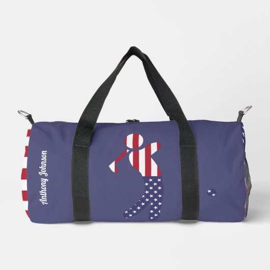American Flag Golf Player - Personalisiert Blue Duffle Bag (Vorderseite)