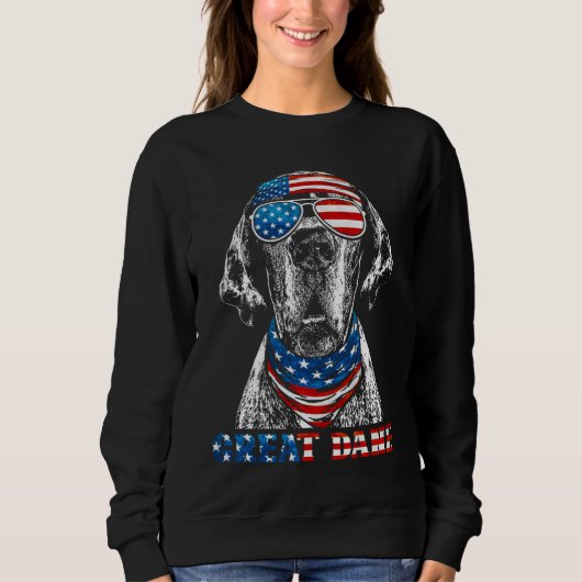 American Flag Great Dane 4th of July Patriotic Dog Sweatshirt (Vorderseite)