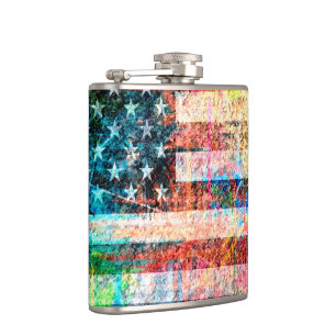 American Flag Grunge Art #3 Flachmann