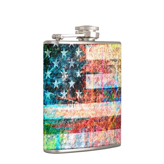 American Flag Grunge Art #3 Flachmann (Rechts)