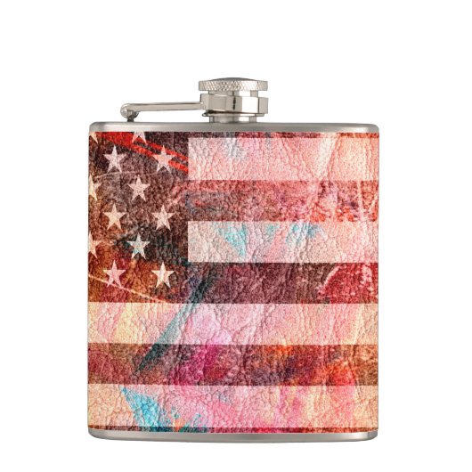 American Flag Grunge Art #5 Flachmann (Vorderseite)